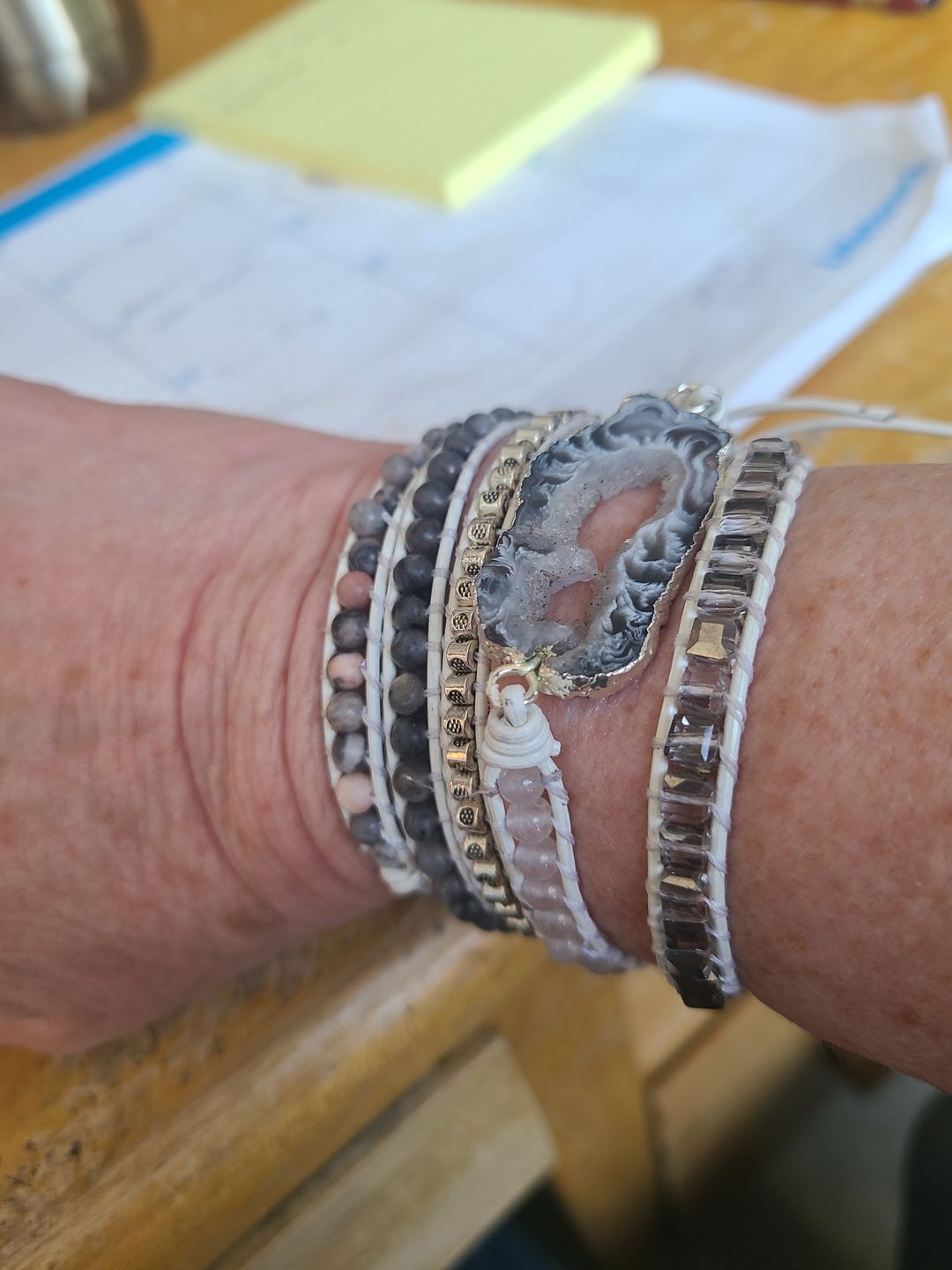 Customer photo review of Magical White Labradorite & Druzy Bracelet
