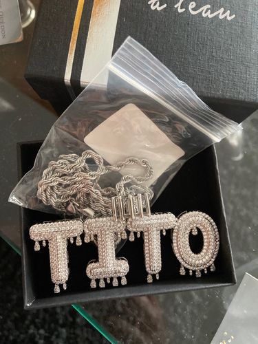 Customer photo review of Custom Crowned Letter Necklace