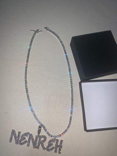 Customer photo review of Custom Baguette Letter Necklace