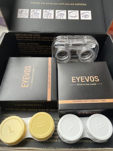 Customer photo review of EYEVOS Russian Brown Colored Contact Lenses