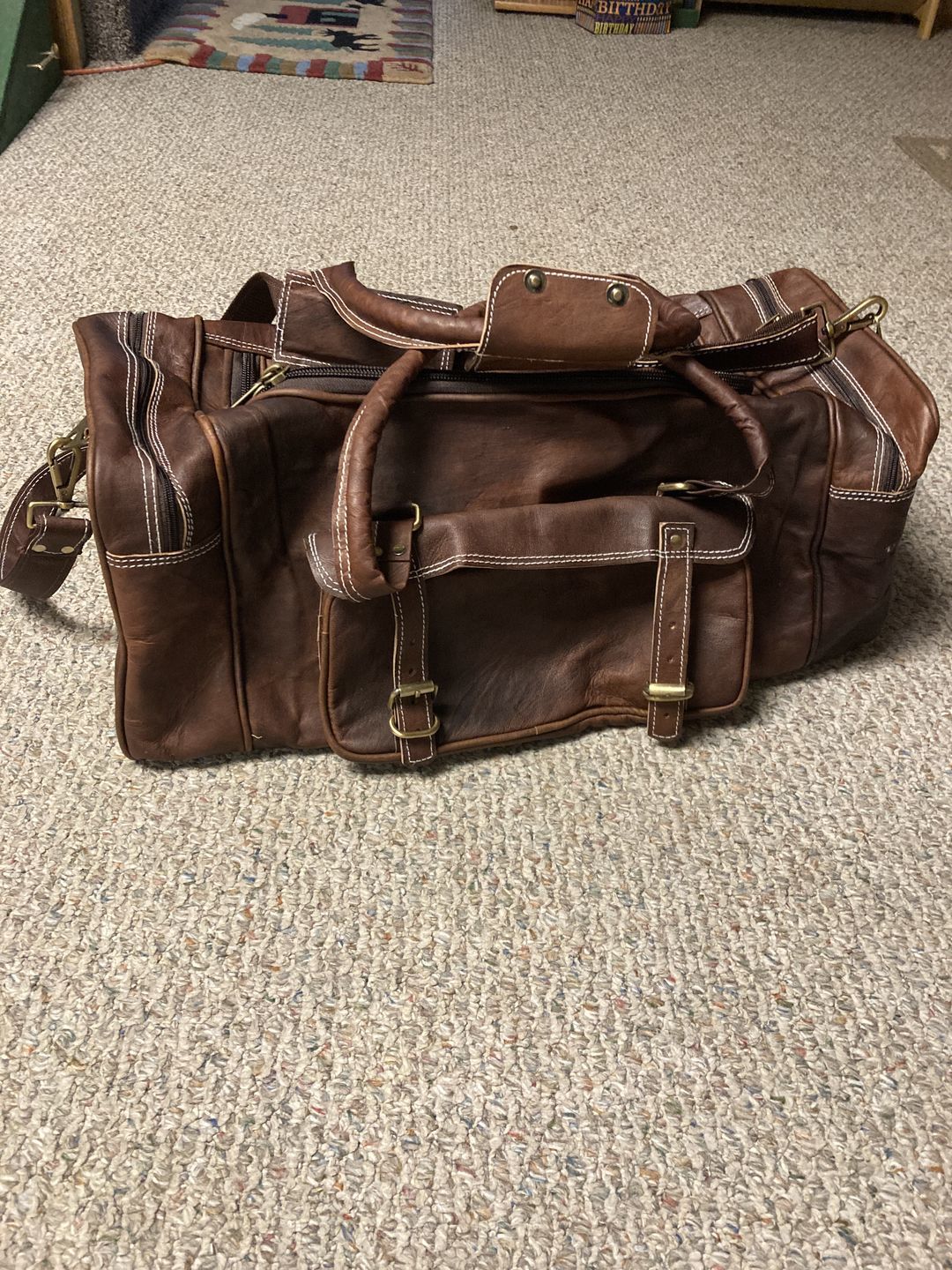 Customer photo review of Genuine Leather Traveler Overnight Weekender Duffle Bag