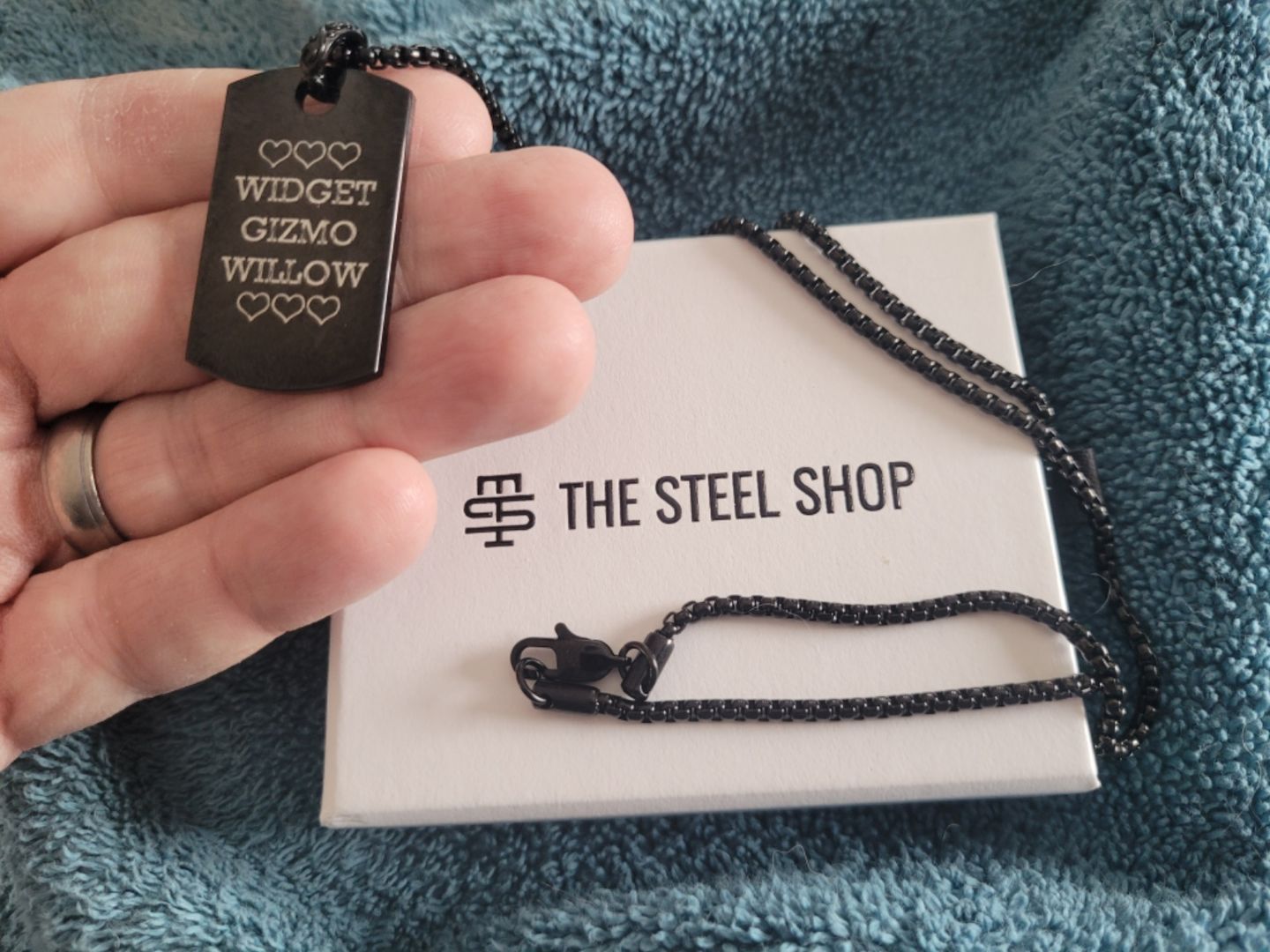 Customer photo review of Engravable Detailed Dog Tag