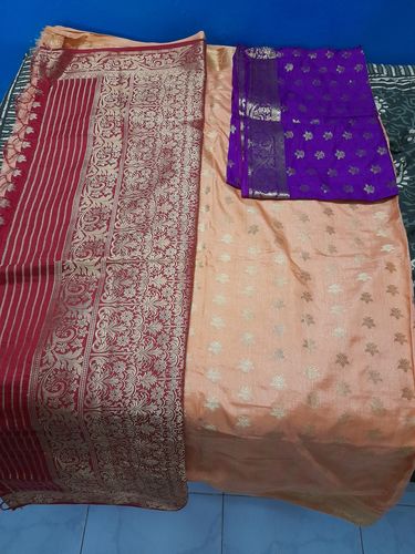 Customer photo review of Red Peach Kanjivaram Saree