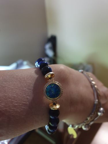 Customer photo review of BRACELET ROYAL EN PERLES D’OPALE ET D’OEIL DE TIGRE