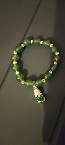 Customer photo review of Fengshui Pixiu Wealth Bracelet-Green Agate