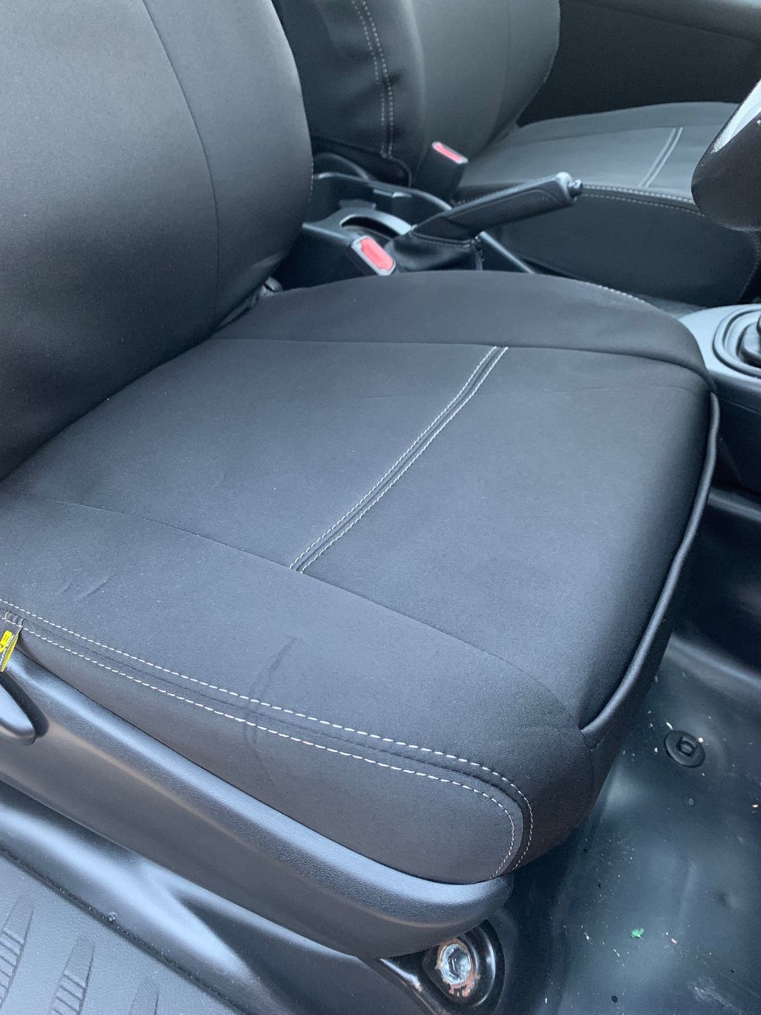 Customer photo review of Toyota Hilux (8th Gen) 2x Integrated Headrest Neoprene Front Row Seat Covers (Available)