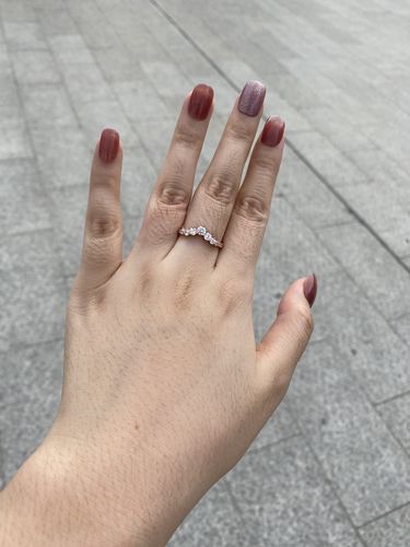 Customer photo review of S925 0.5Ct Round Cut Unique Curved Design Thin Stacking Wedding Ring In Sterling Silver