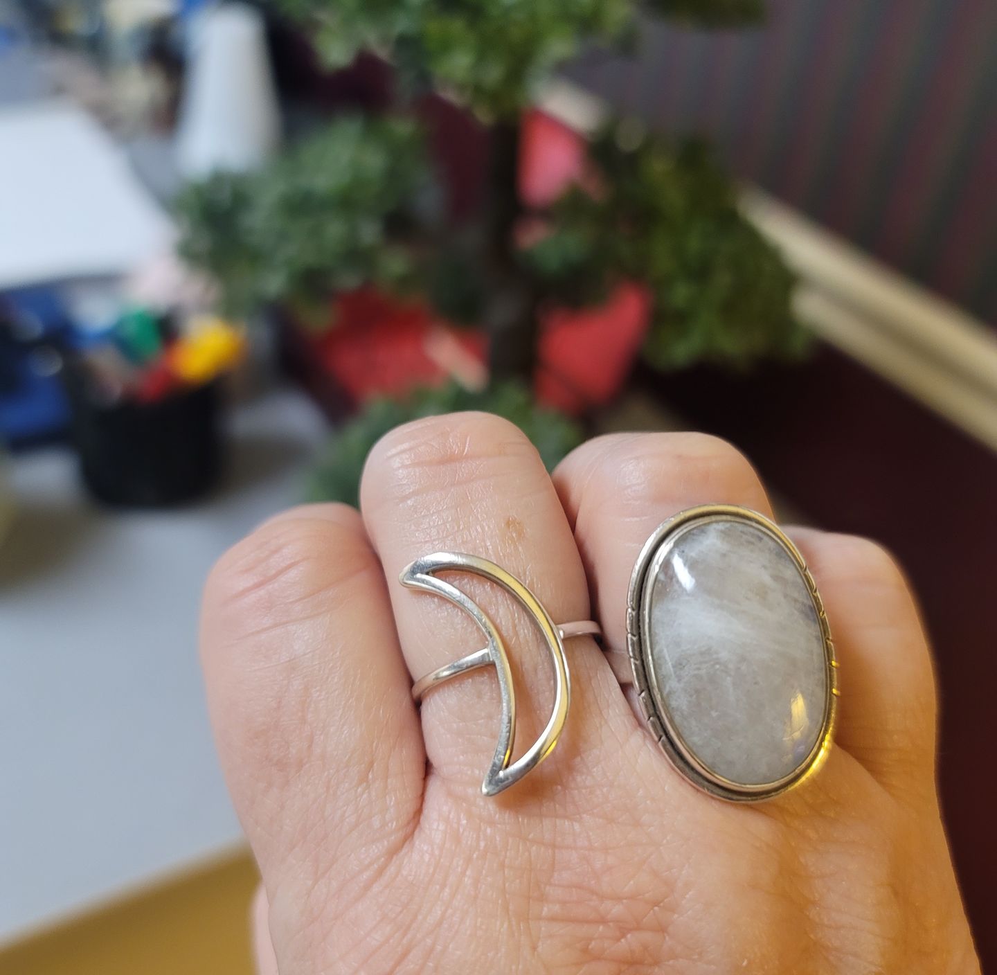 Customer photo review of Full Finger Crescent  Moon Ring Sterling Silver