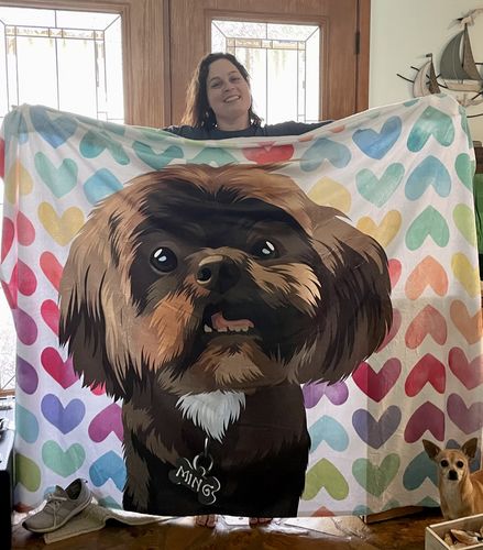 Customer photo review of Custom Pet Fleece Blanket
