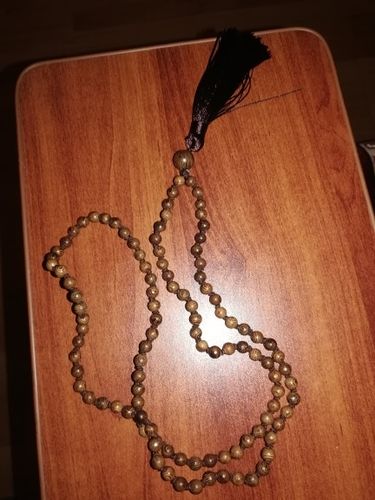 Customer photo review of Mala 108 Beads Necklace-Black Obsidian Mantra