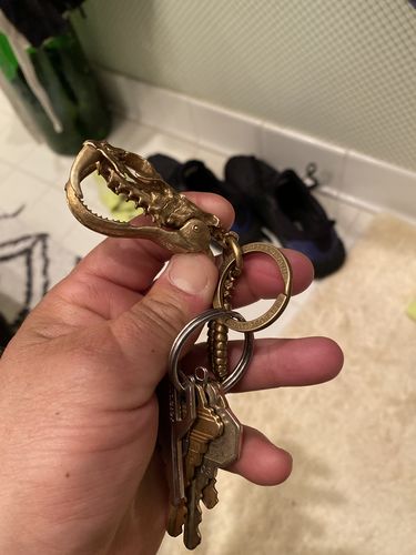 Customer photo review of Rattlesnake Keychain  | Brass