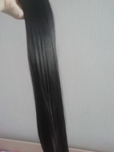 Customer photo review of Classic Clip In Extensions Black Color Virgin Hair