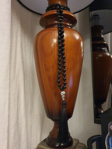 Customer photo review of Mala 108 Beads Necklace-Black Obsidian Mantra