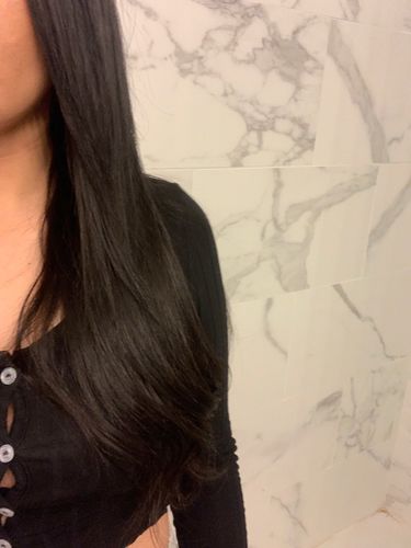 Customer photo review of Classic Tape In Hair Extensions Black Color Straight & Body Wave