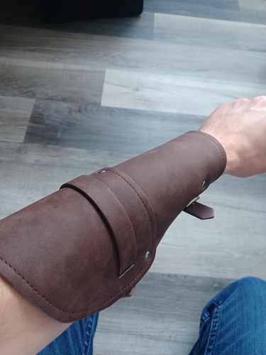 Customer photo review of Soldier's Leather Bracers