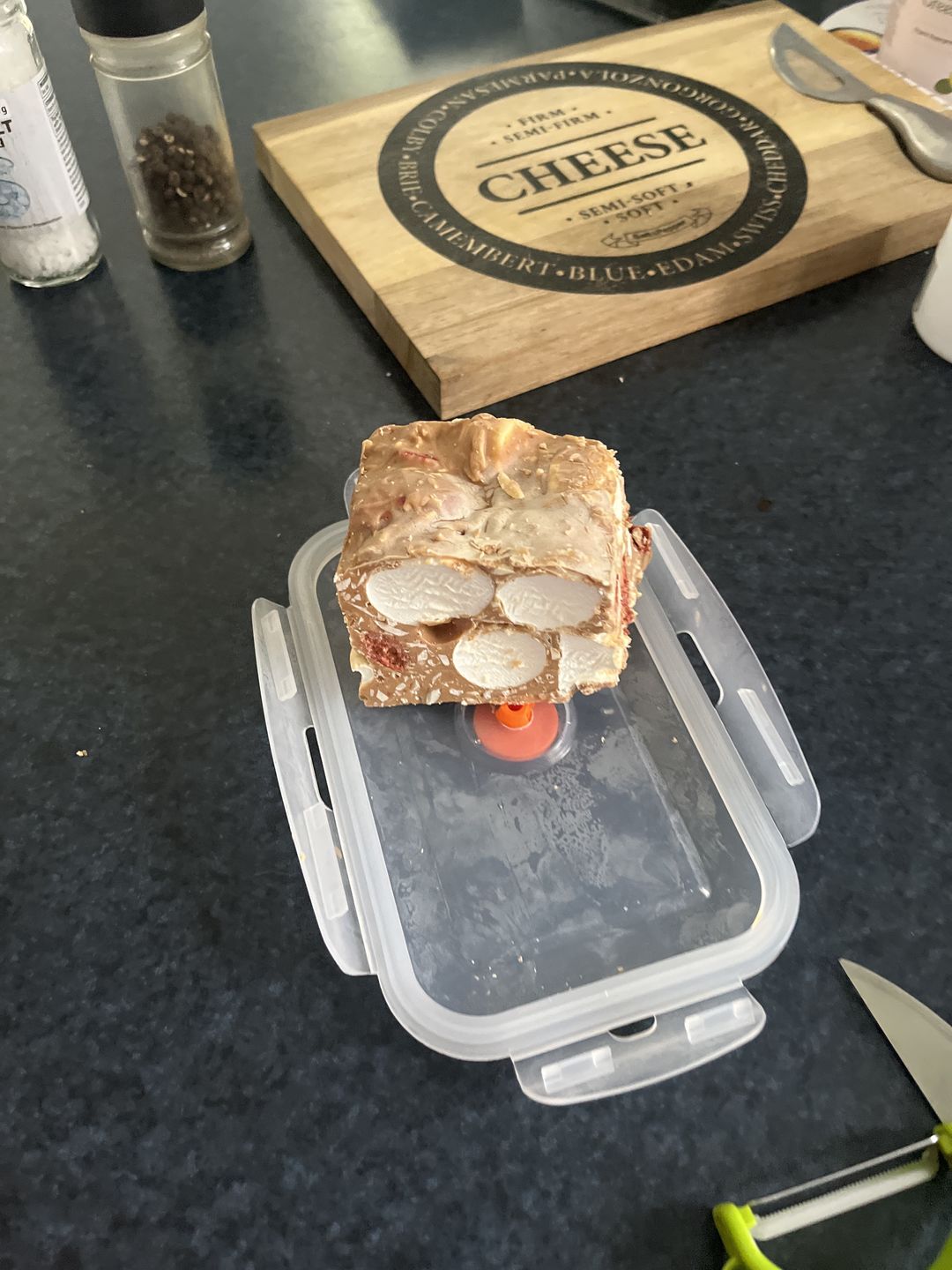 Customer photo review of Rocky Road Strawberries and Almond Caramel Chocolate Block 500g