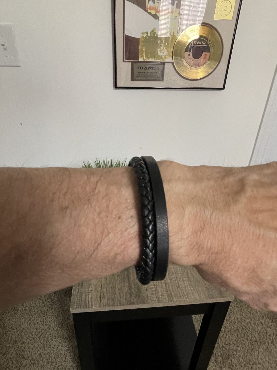 Customer photo review of Double Strand Engravable Leather Bracelet