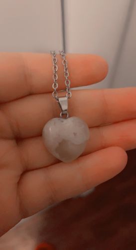 Customer photo review of Flower Agate Heart Pendant