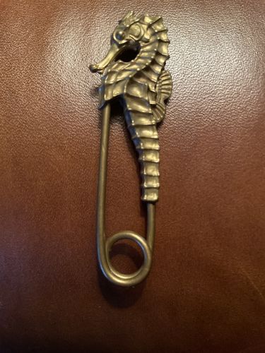 Customer photo review of Brass Seahorse Pin Keychain
