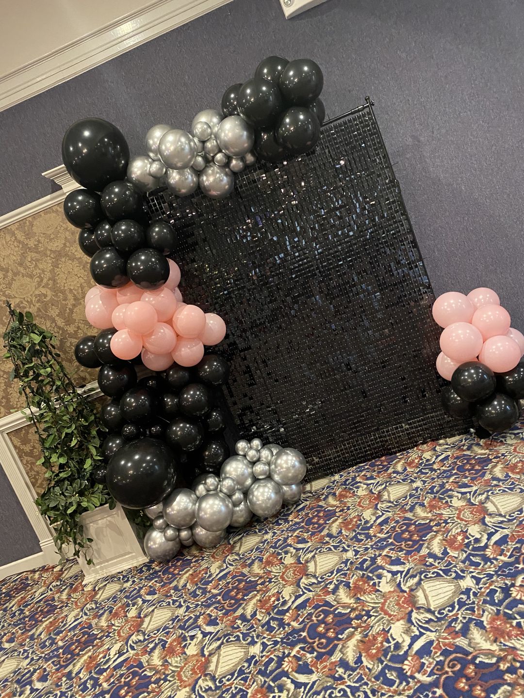 Customer photo review of Black Shimmer Wall Panels – Easy Setup Wedding/Event/Theme Party Decorations