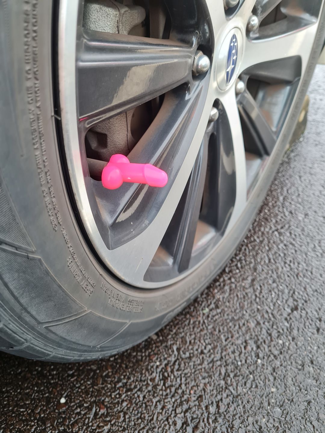 Customer photo review of Rooster Shaped Valve Stem Cap 🐓🧢 - TireCockz Prank (4 Pack!)