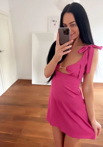 Customer photo review of Lydia Satin Babydoll Dress