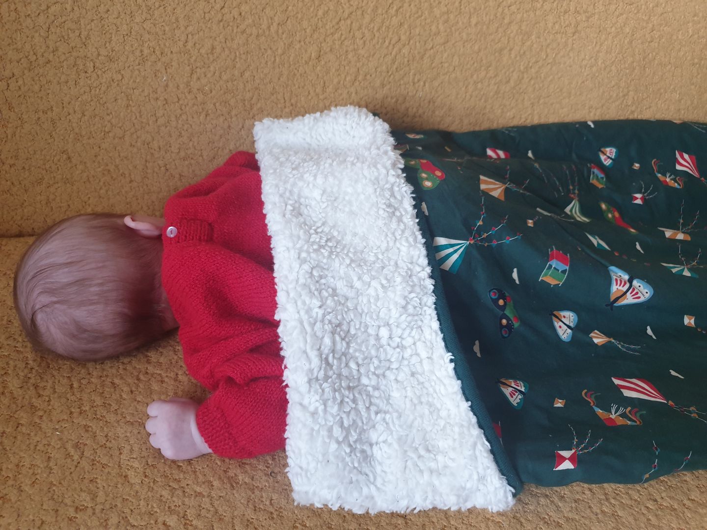 Customer photo review of Midnight Kites Sherpa Baby Blanket
