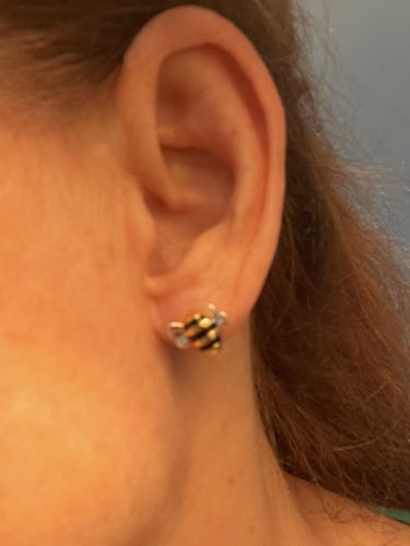 Customer photo review of Original Adopt a Bee Earrings