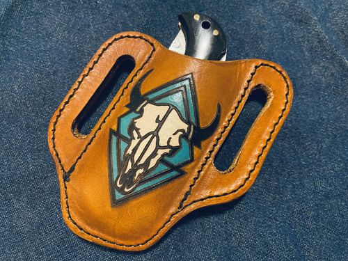 Customer photo review of No.87 | Leather Trapper Knife Sheath (Digital Pattern)