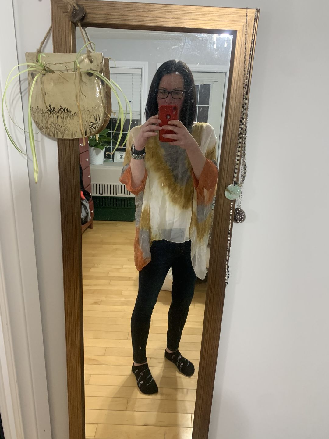 Customer photo review of Jackie Silk Blouse (Tie Dye Mustard)