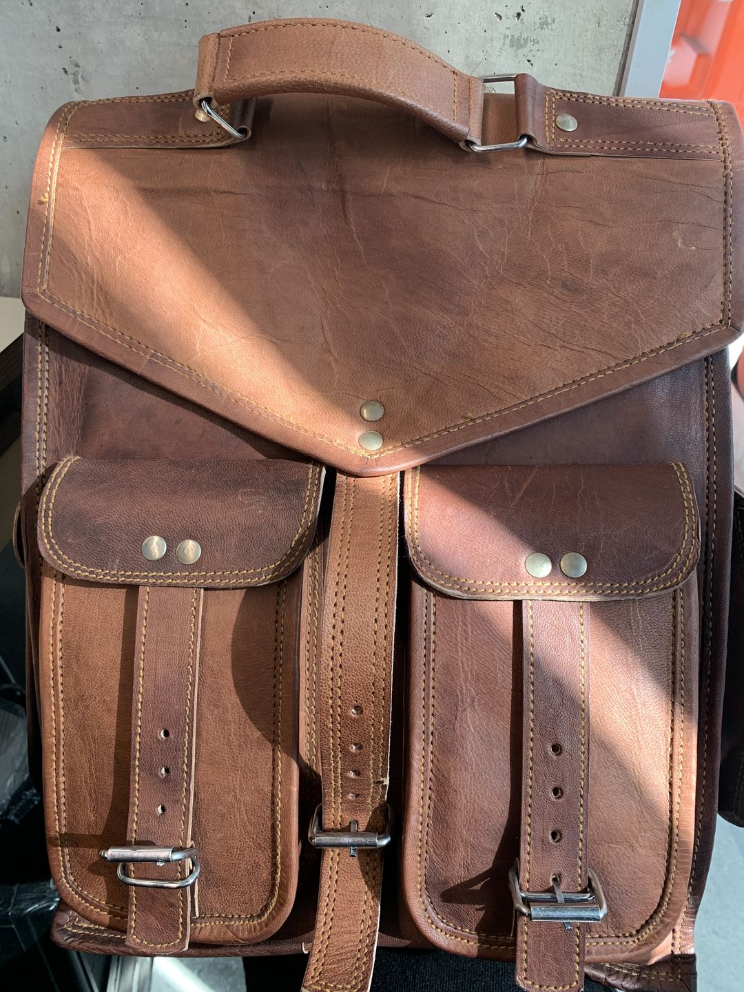 Customer photo review of 2-in-1 Convertible Briefcase Backpack Crossbody Laptop Bag