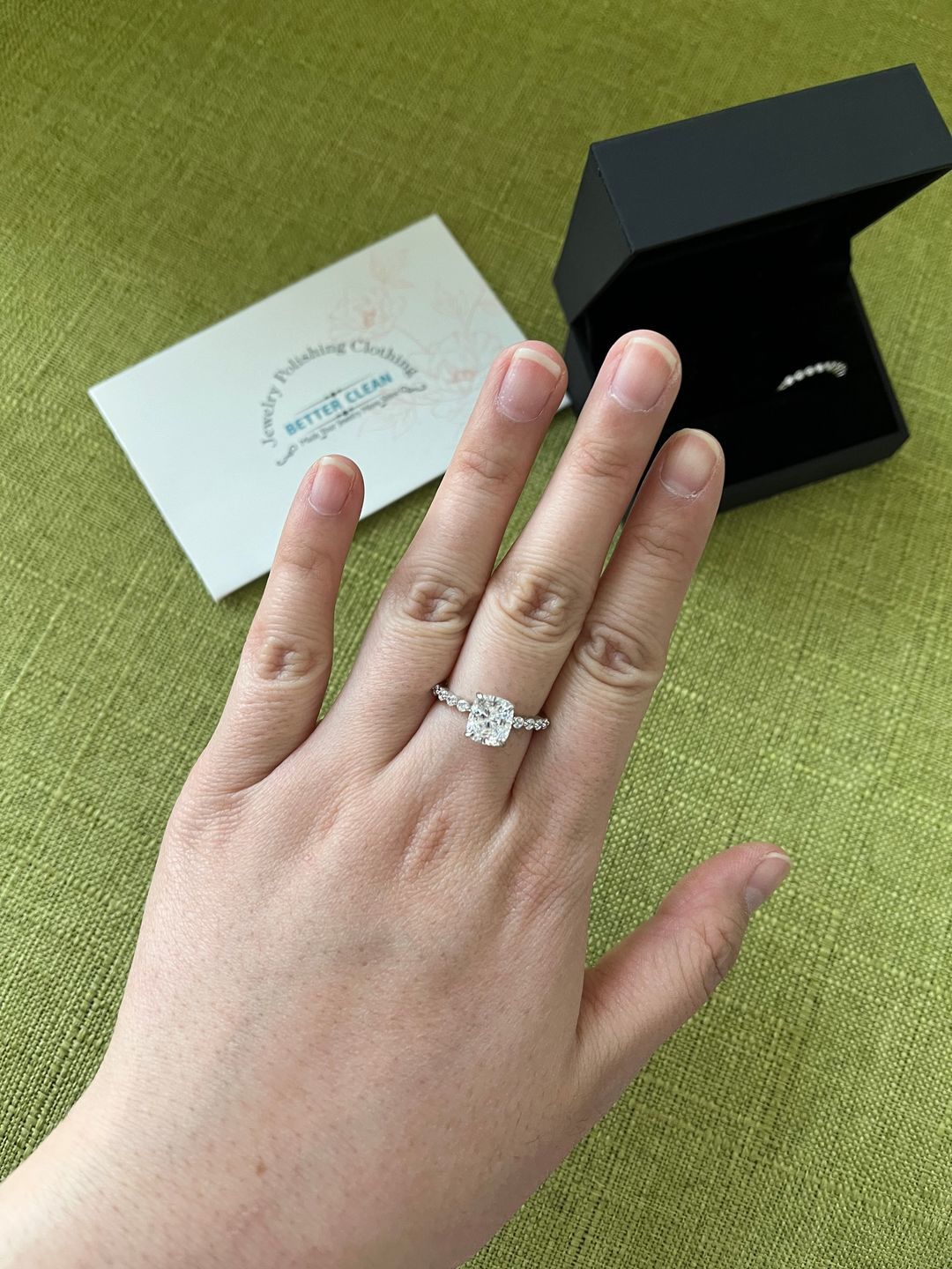 Customer photo review of S925 Exquisite 2.0 Carat Cushion Cut Women's Wedding Ring Set In Sterling Silver
