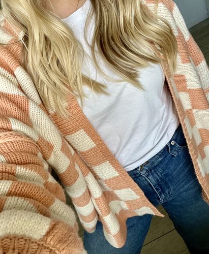 Customer photo review of Gigi Checkered Cardigan