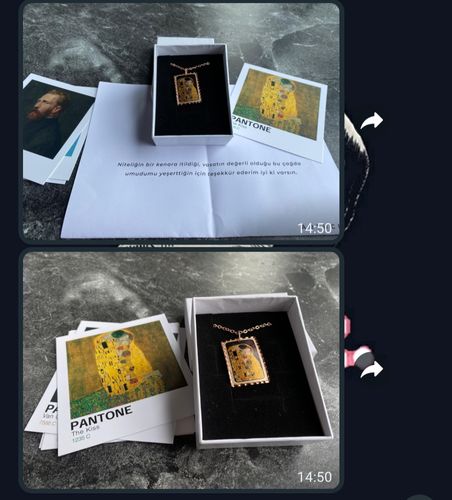 Customer photo review of Gustav Klimt The Kiss "Öpücük" Tablo Rectangle Tasarım Kolye