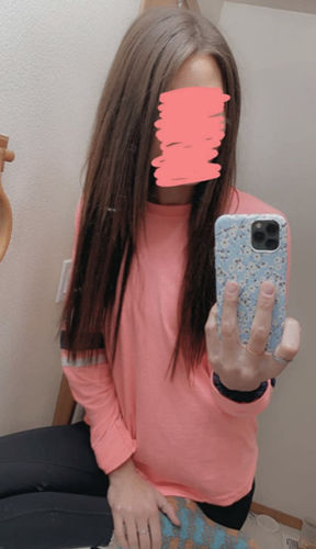 Customer photo review of Classic Tape In Hair Extensions Brown Color Straight & Body Wave