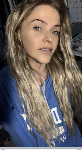 Customer photo review of Hand Tied Weft Raw Russian Human Hair Extensions Double Drawn Blond Color Custom