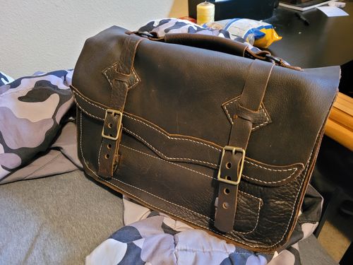 Customer photo review of No.60 | Western Leather Laptop Bag (Digital Pattern)