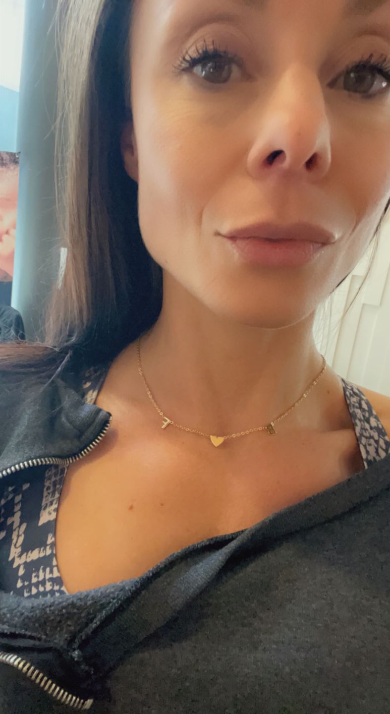 Customer photo review of The Original Initial Letter Solid Heart Necklace