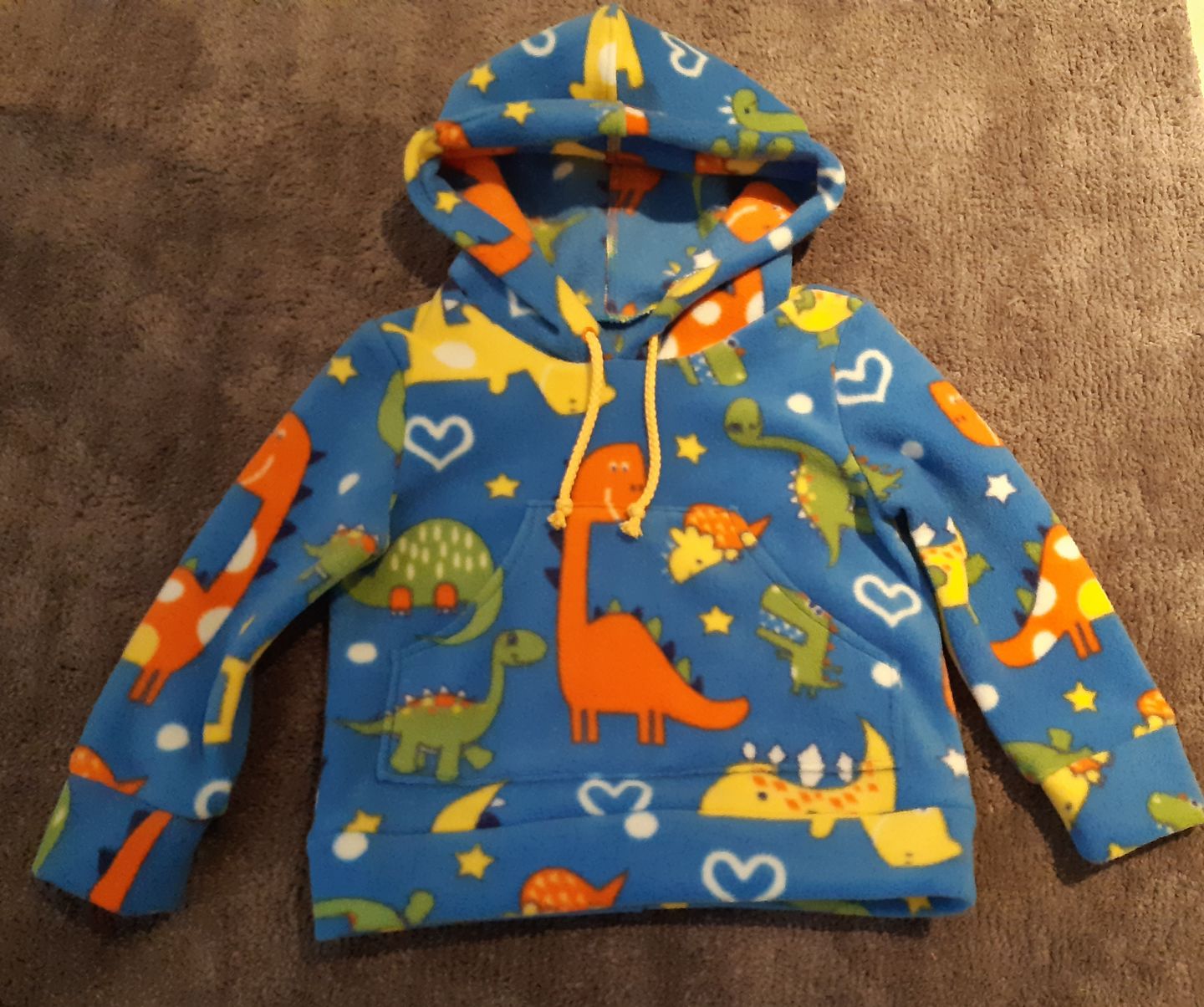 Customer photo review of Dinosaurs and Hearts Anti Pill Polar Fleece Fabric