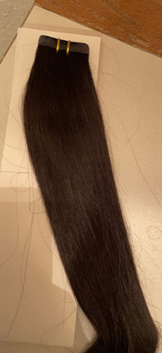 Customer photo review of Classic Tape In Hair Extensions Brown Color Straight & Body Wave