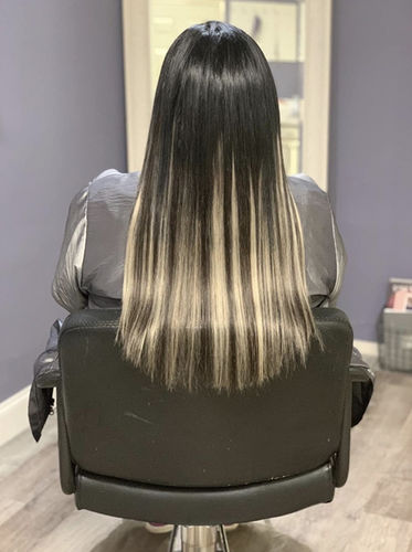 Customer photo review of Hand Tied Weft Raw Russian Human Hair Extensions Double Drawn Blond Color Custom