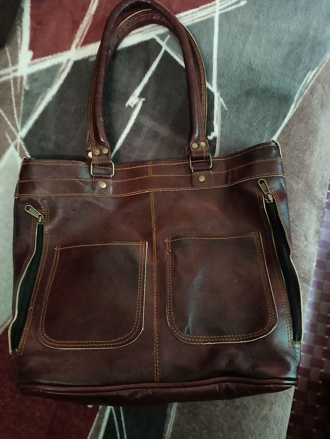 Customer photo review of Women's Genuine Leather Tote Handbag