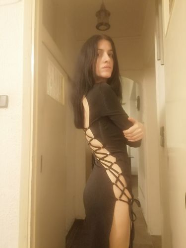 Customer photo review of Lace Up Cut Out Split Leg Maxi Dress