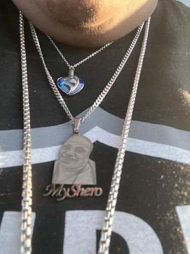 Customer photo review of Lovers Charm™ 18K Custom Engraved Necklace