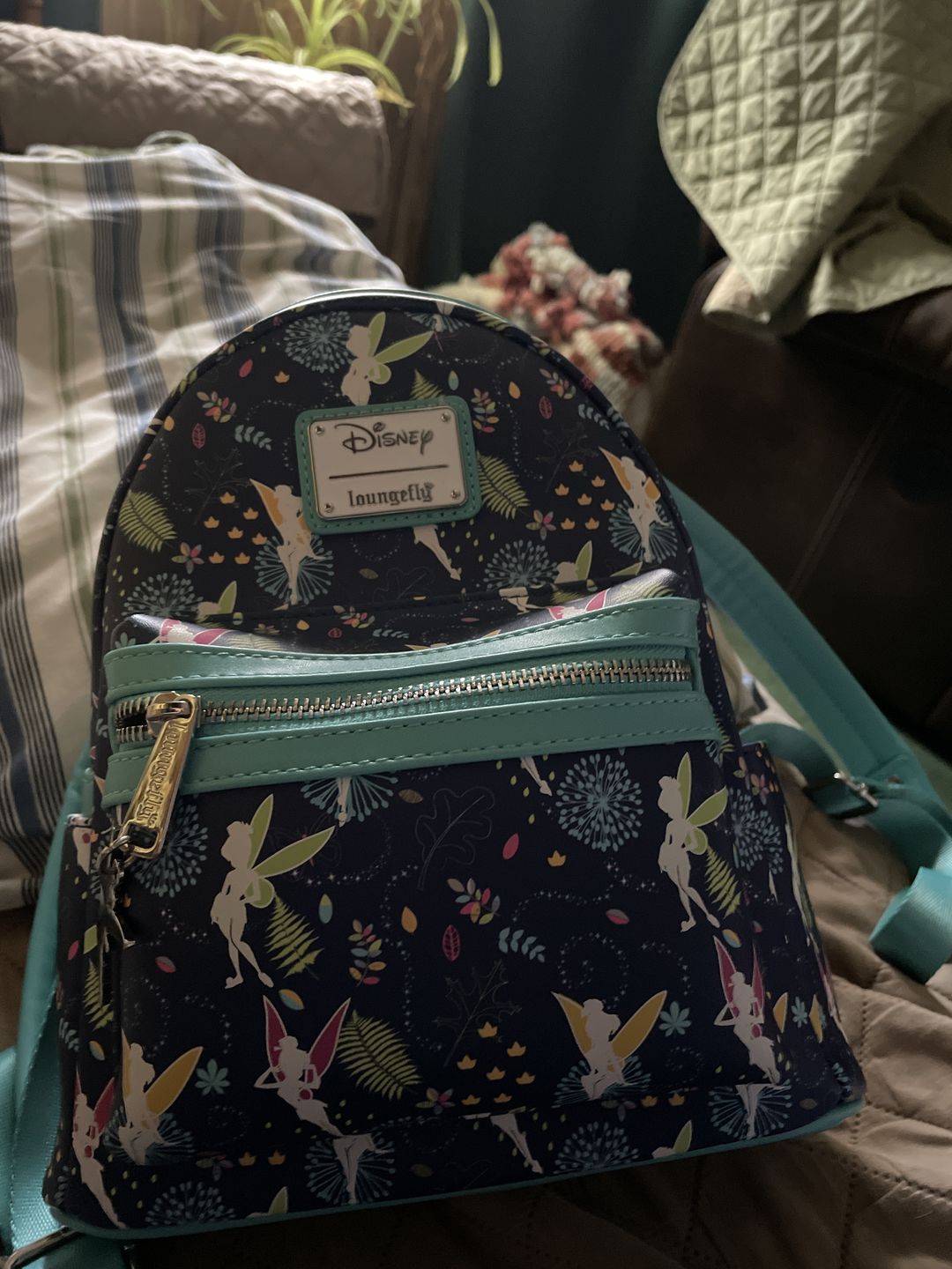 Customer photo review of 707 Street Exclusive - Disney Tinkerbell Glow in the Dark Allover Print Mini Backpack w/ Teal Straps
