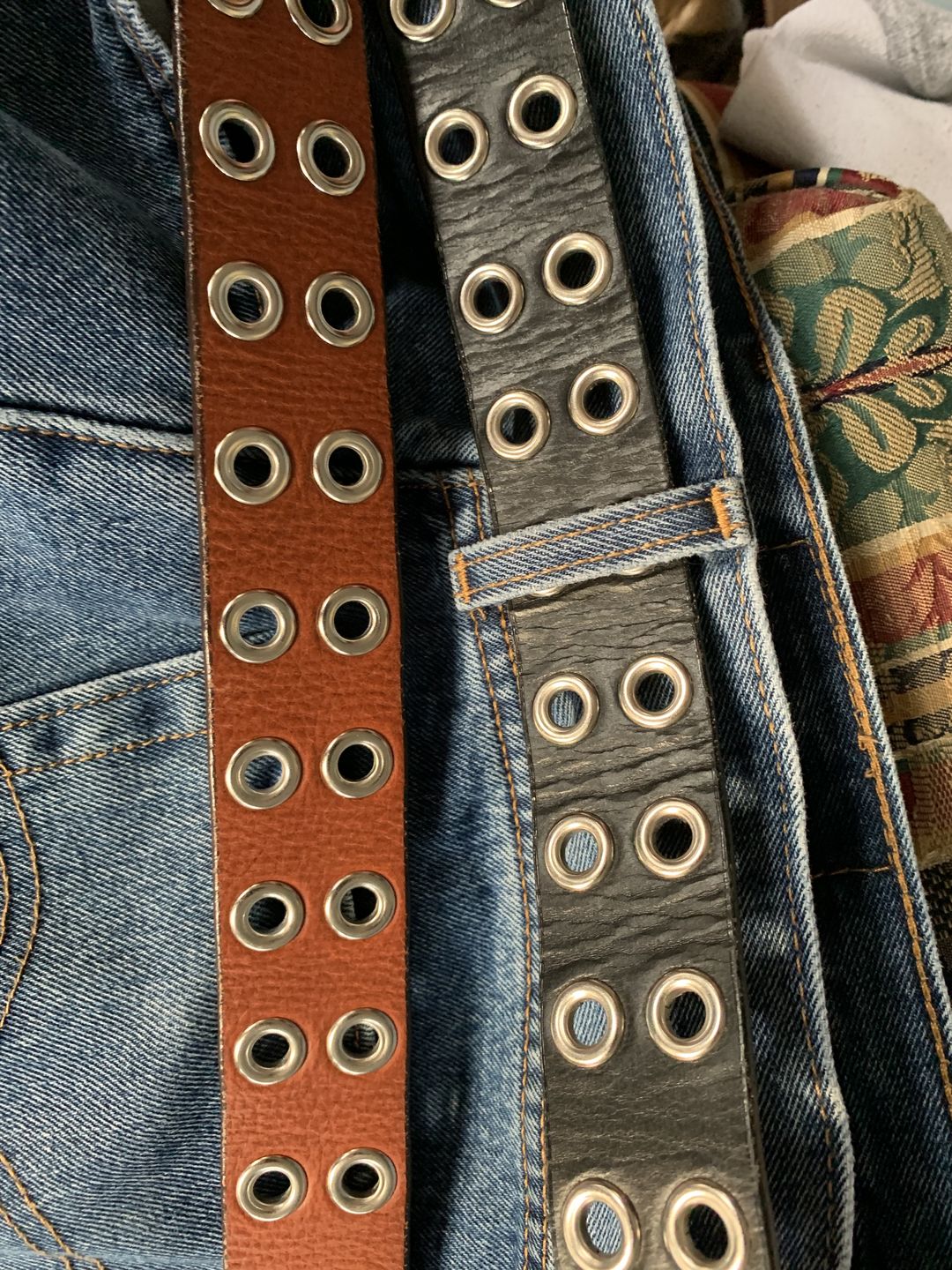 Customer photo review of The Brixton Belt - Black Double Grommet 100 % Full Grain Leather Belt