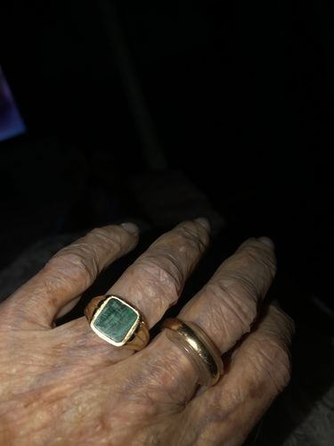 Customer photo review of Malachite Signet Ring Gold Vermeil