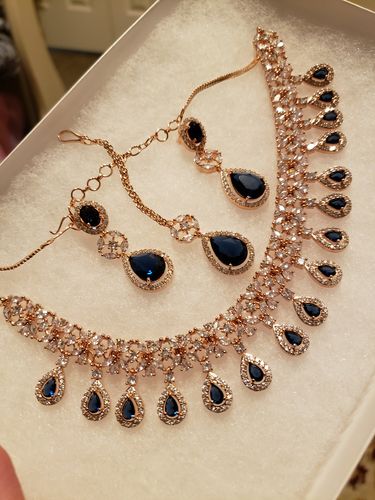 Customer photo review of Sapphire Teardrops in Rose Gold