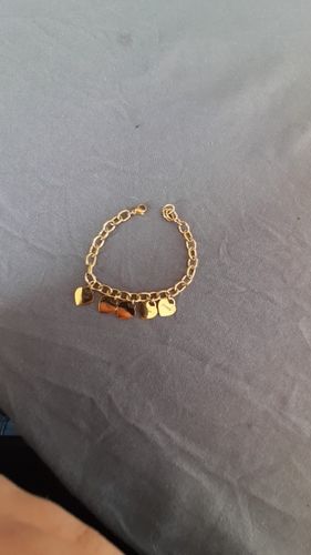 Customer photo review of Link Bracelet with Heart Charms in 18K Gold Plating