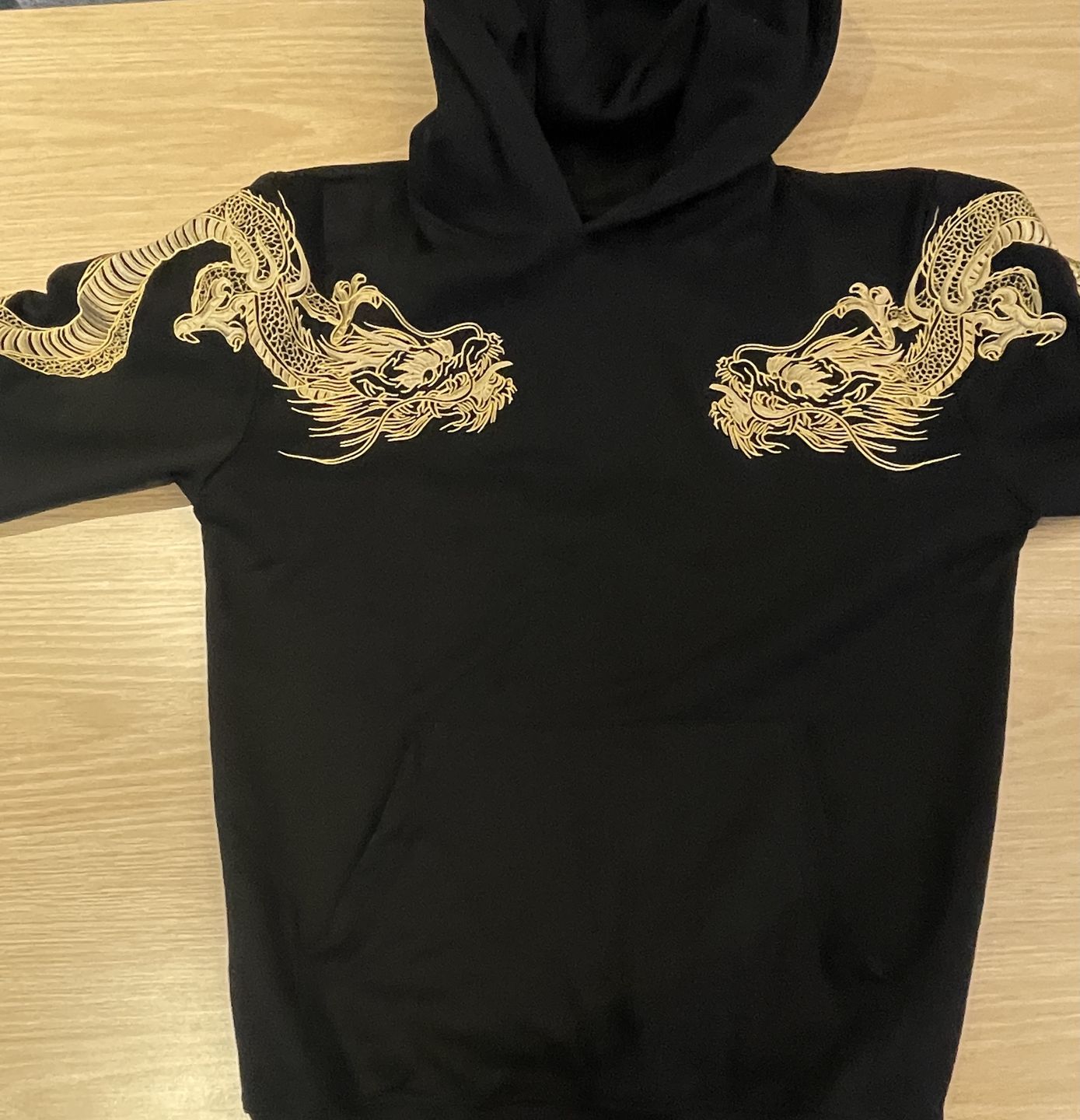 Customer photo review of Double Flying Dragons Embroidery Hoodie